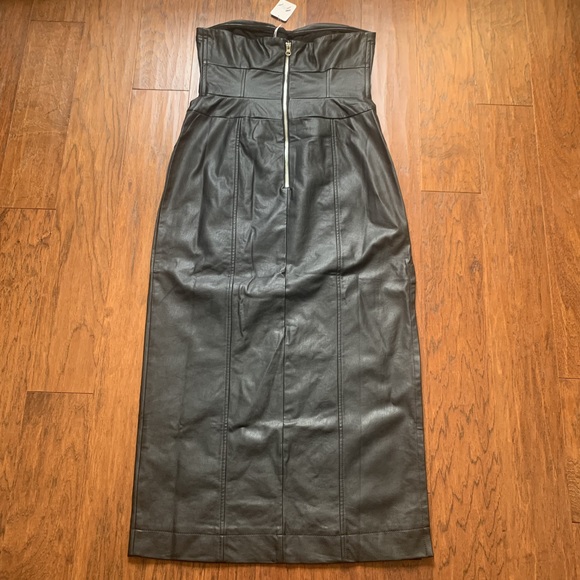 Free People Mira Leather Bodice Midi Dress - Size 10 - Picture 6 of 12